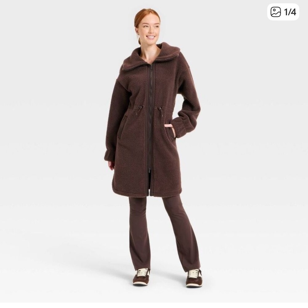 NWOT
All In Motion 
Women's Long High Pile Jacket 
Brown
